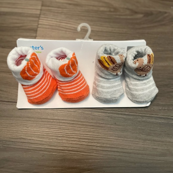 Carter's Pumpkin and Turkey Baby Booties set of 2 -NWT - Picture 1 of 3